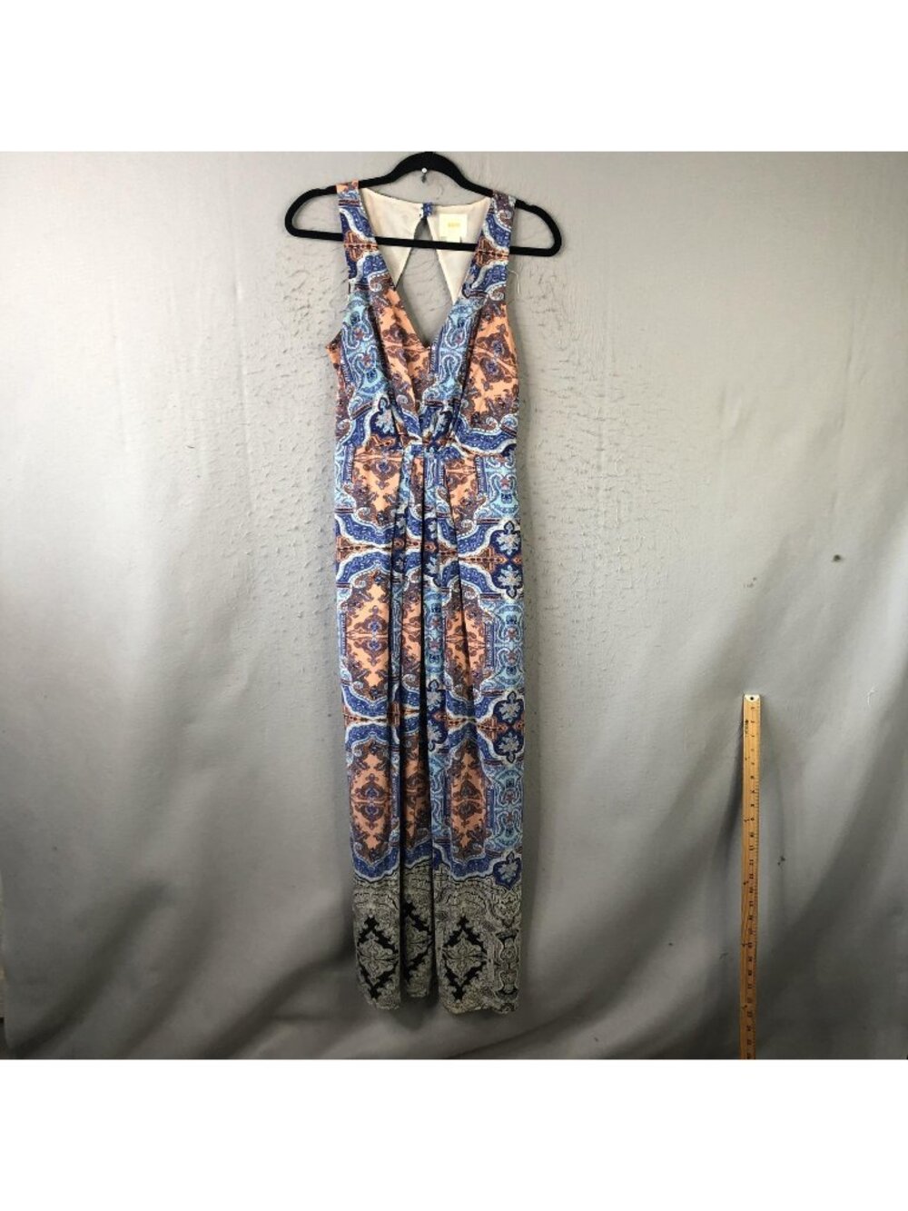 Maeve Dress Womens 6 Multicolor Paisley Silk Maxi V Neck Keyhole Boho Sundress
